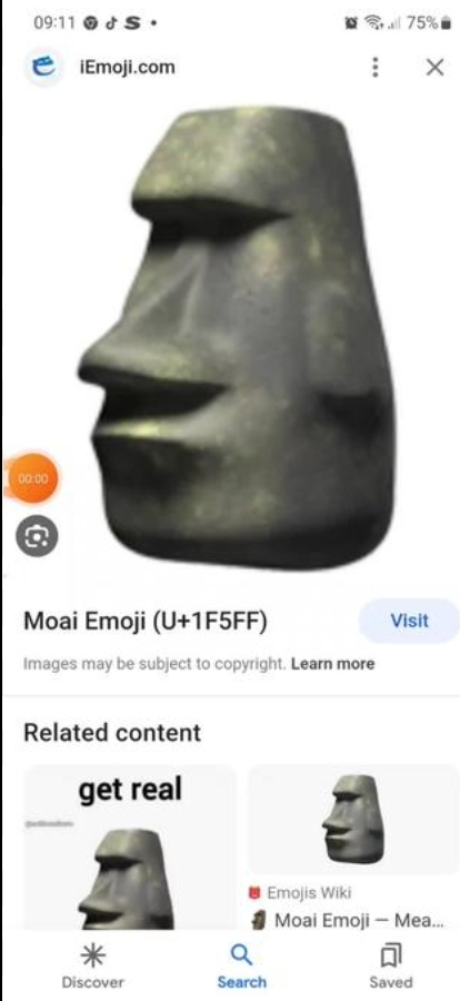 Moai Emoji (U+1F5FF)